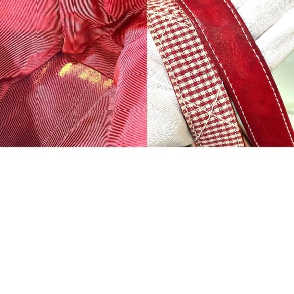 CHANEL CC Matelasse Gingham Check Tote Bag Shoulder Bag Canvas Red x White - Picture 8 of 12